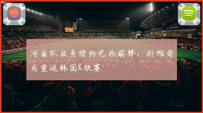 河南队放弃续约巴西前锋，科维奇或重返韩国K联赛